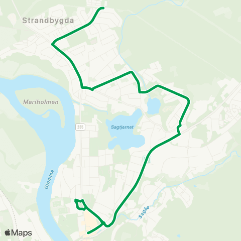 Innlandstrafikk Søbakken - Elverum ungdomsskoe map
