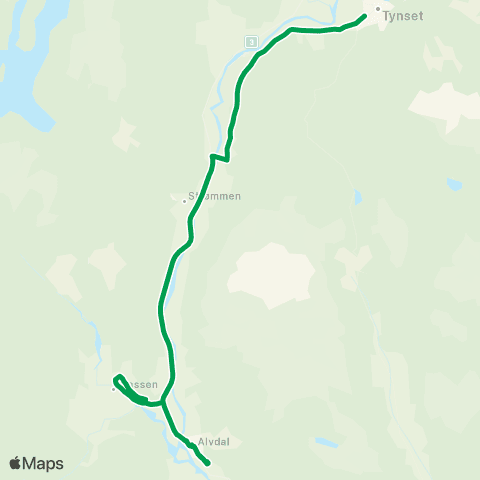 Innlandstrafikk Alvdal - Måntrøen - Tynset map