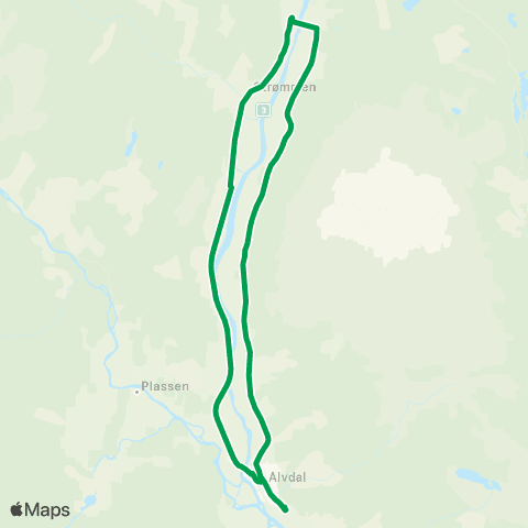Innlandstrafikk Alvdal - Strømmen - Alvdal map