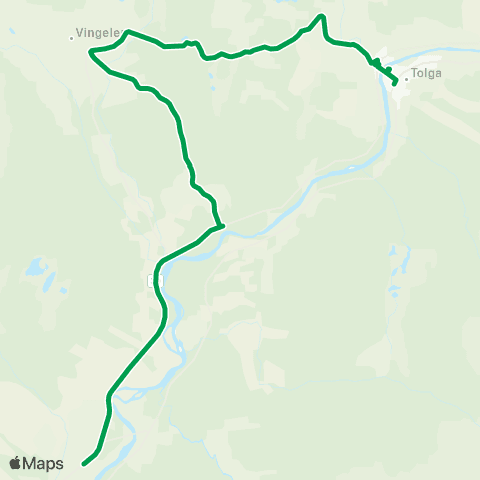 Innlandstrafikk Tolga - Vingelen map