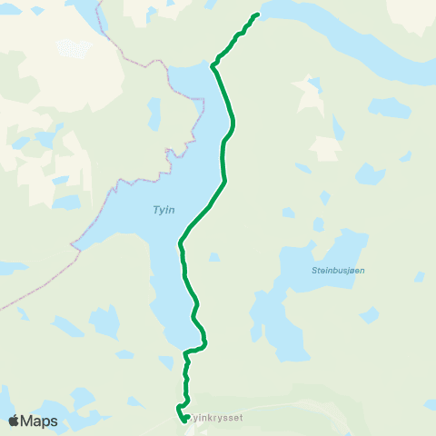 Innlandstrafikk Tyinkrysset - Eidsbugarden map