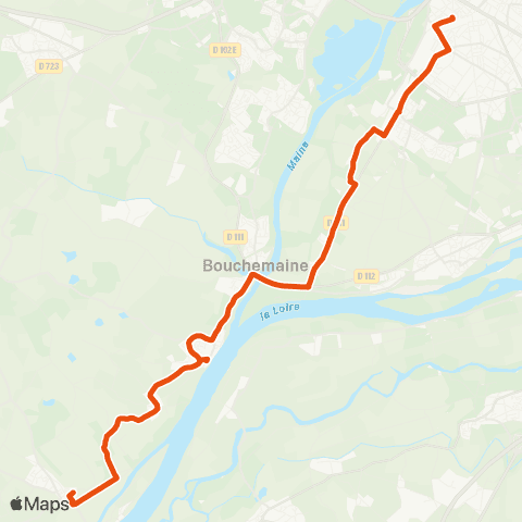 Irigo Béhuard Bourg / Ste-Gemmes le Fresne - Angers Gare rout. Sémard map