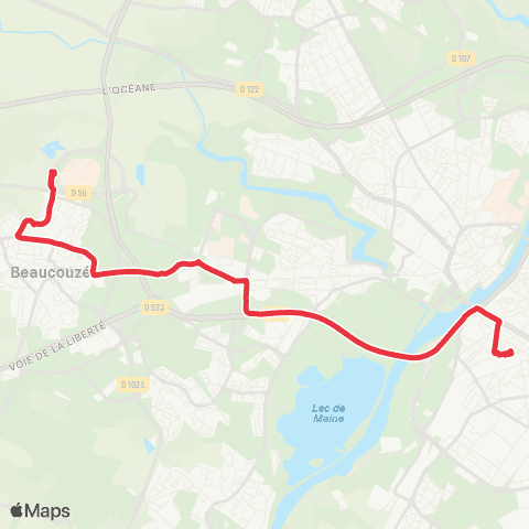 Irigo Beaucouzé l'Atoll - Angers Gares Papin map