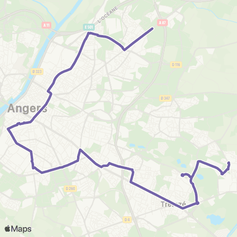 Irigo Trélazé St-Lézin / Gare - Angers Provins map