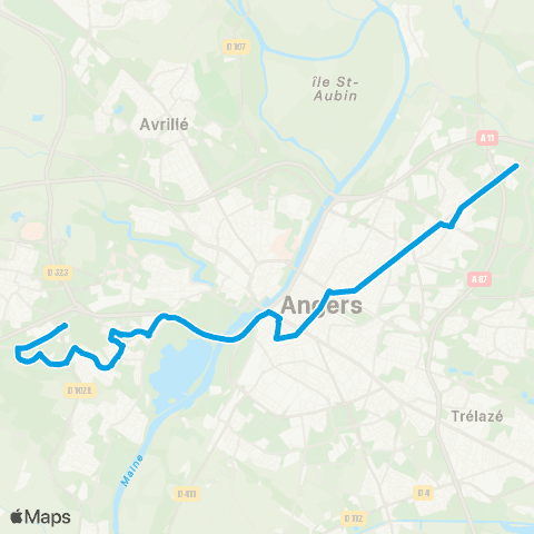 Irigo Beaucouzé l'Hoirie - Angers Parc Expo map