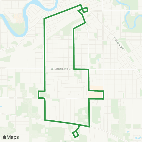 Interurban Trolley Green West map