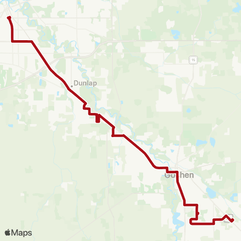 Interurban Trolley Red Elkhart / Goshen map