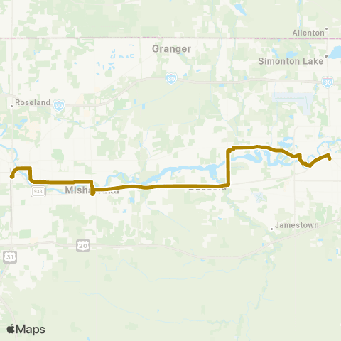 Interurban Trolley South Bend / Mishawaka / Elkhart map