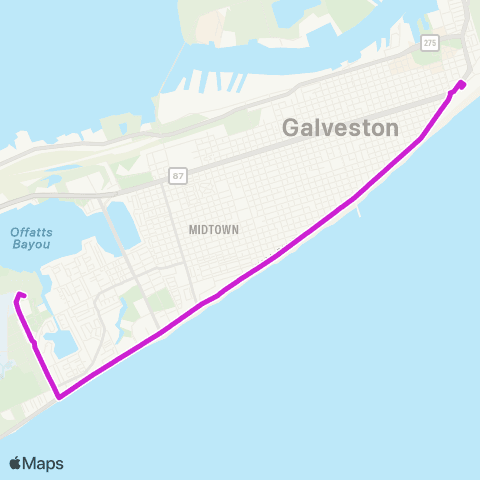 Island Transit Moody Gardens - Stewart Beach map