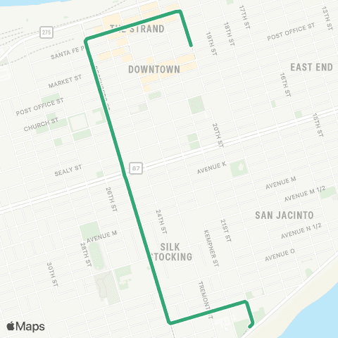 Island Transit Strand to Seawall via 25th St map