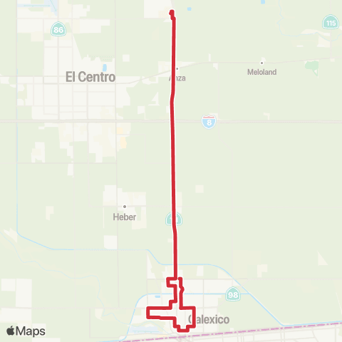 Imperial Valley Transit Imperial Val Coll - Rockwood Av / Cole Rd map