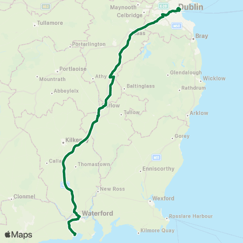 JJ Kavanagh Waterford - Carlow - Dublin map