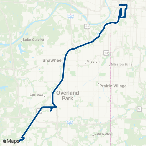 RideKC Strang Line Express map
