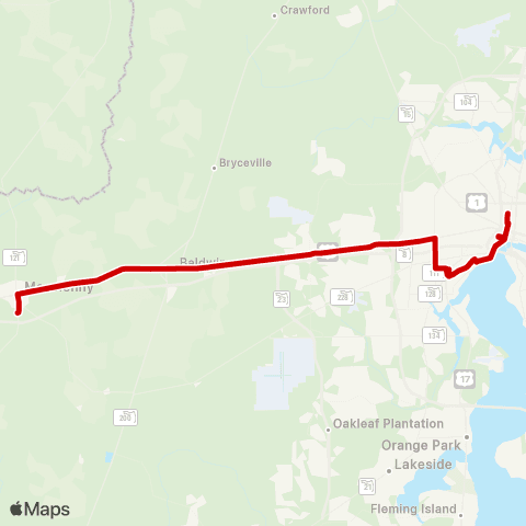 JTA Baker Wildcat Shuttle map