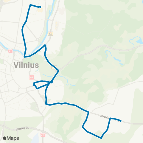 JUDU Šiaurės Miestelis–Rinktinės–Olandų G.–Subačiaus G.–Sukilėlių G.–Guriai map
