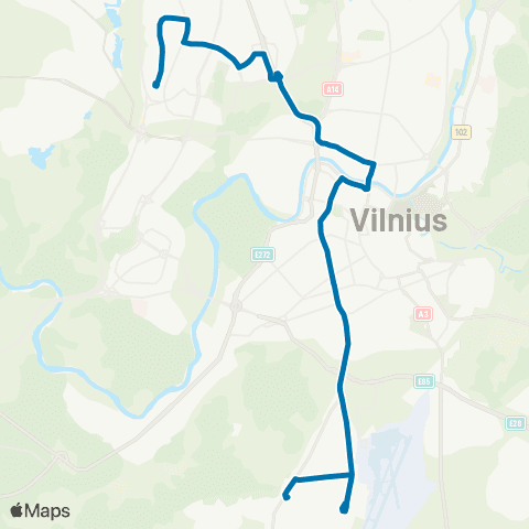 JUDU Justiniškės–Šeškinė–Žaliasis Tiltas–Centras map