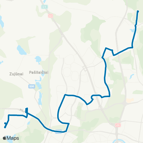 JUDU Santariškės–Visorių G.–Fabijoniškės–Šeškinė–Justiniškės–Pilaitė map