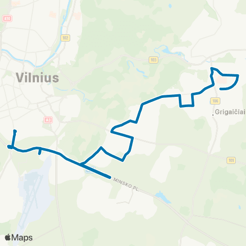 JUDU Naujininkai–Kalnėnai–Guriai–Pavilnys–Naujoji Vilnia map