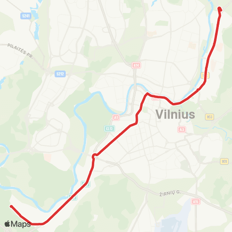 JUDU Antakalnis–Centras–Žemieji Paneriai map