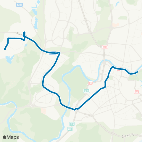 JUDU Kalnų Parkas–Naujamiestis–Laisvės Pr.–Pilaitė map