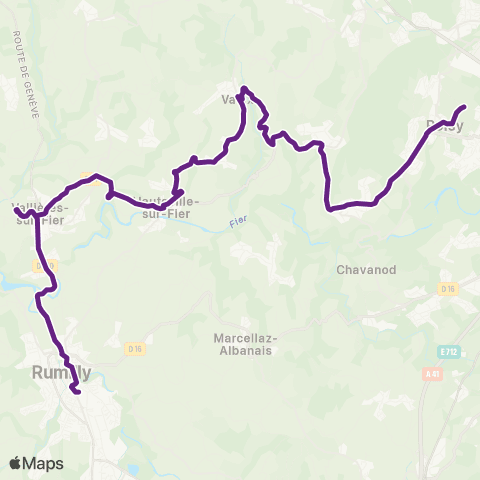 J'ybus Gare Rumilly - Lycée de Poisy map