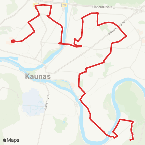 Kauno Viešasis Transportas Kauno Ligoninė (Šilainiai) - Onkologijos Ligoninė map