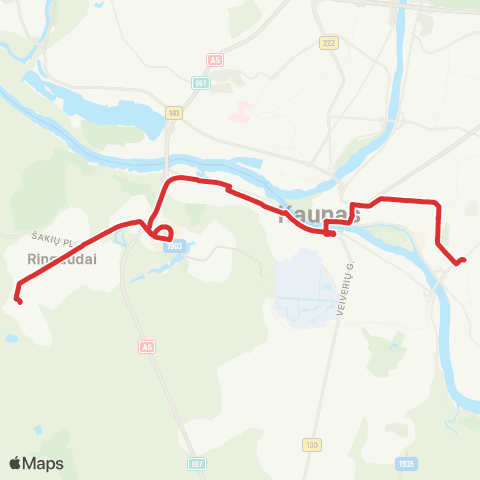 Kauno Viešasis Transportas Vdu Žemės Ūkio Akademija (Ringaudai) - Geležinkelio Stotis map