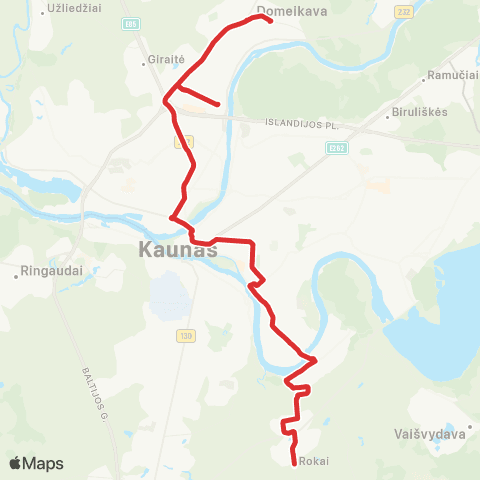Kauno Viešasis Transportas Domeikava - Rokai map