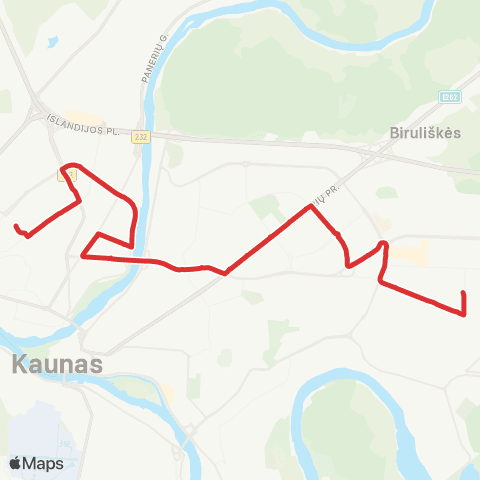 Kauno Viešasis Transportas Prūsų G. - Technikos G. map