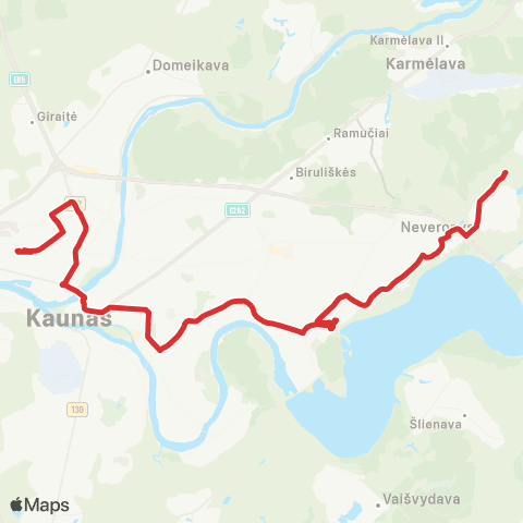 Kauno Viešasis Transportas Kauno Ligoninė (Šilainiai) - Neveronių G. (Neveronys) map