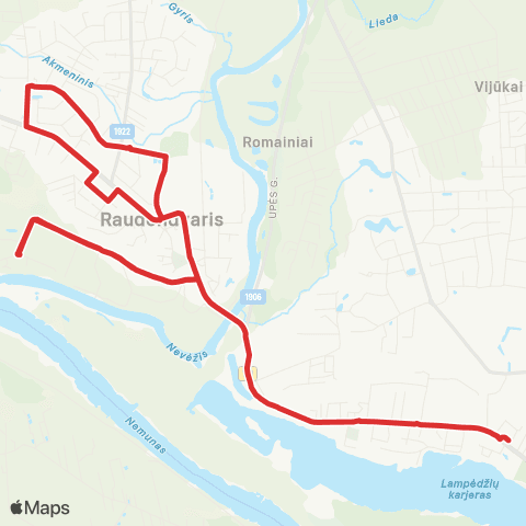 Kauno Viešasis Transportas Raudondvaris (Šilelis) - Kaniūkai map