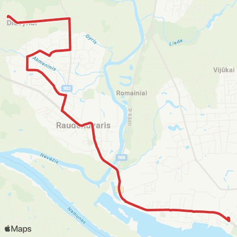 Kauno Viešasis Transportas Raudondvaris (Didvyriai) - Kaniūkai map