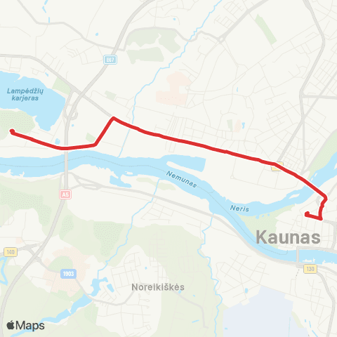 Kauno Viešasis Transportas Kauno Pilis - Lampėdžiai map