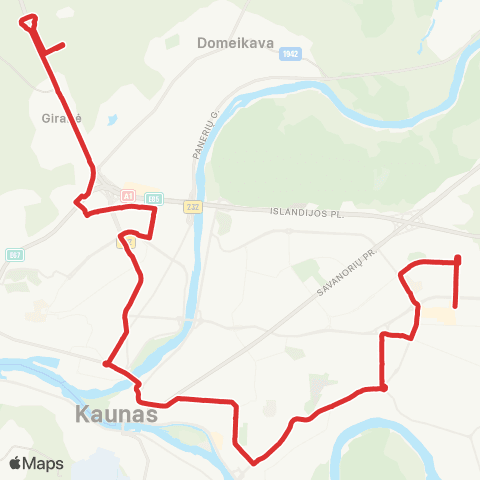 Kauno Viešasis Transportas Urmo Turgus - Šilainiai (Kumpiai) map