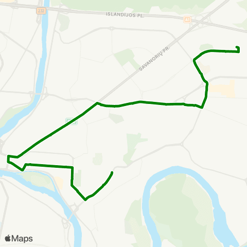 Kauno Viešasis Transportas Dainų Slėnis - Partizanų G. map