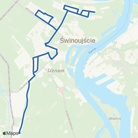KA Świnoujście Wydrzany - Pętla-Wydrzany - Pętla map
