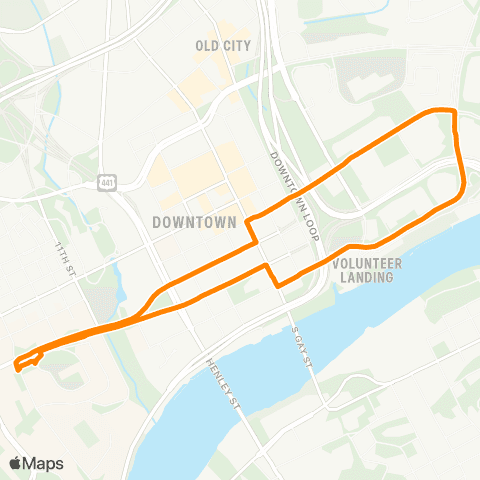 KAT Knoxville Coliseum (Football Shuttle) (51-A) map