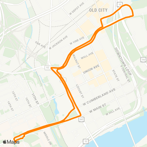 KAT Old City Football Shuttle (Sec Only) (51-D) map