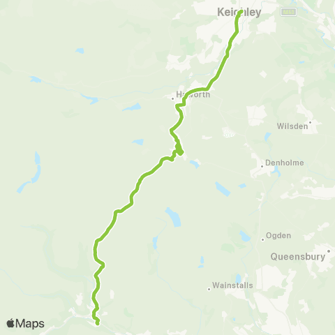 The Keighley Bus Company Keighley Bus Sta - Hebden Bridge Sta map