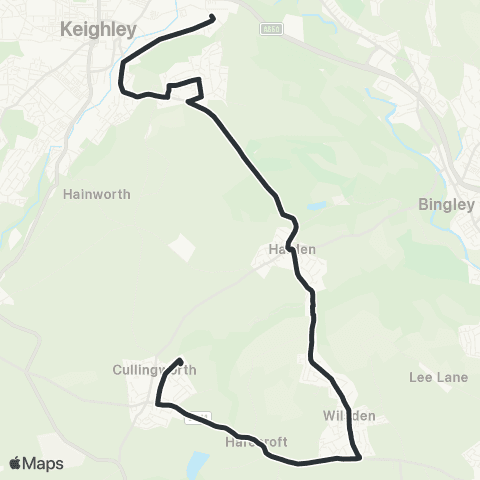 The Keighley Bus Company Parkside School - Thwaites Bridge map