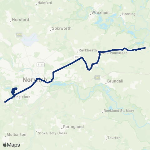 konectbus Honeycombe Road - Brettingham Avenue map