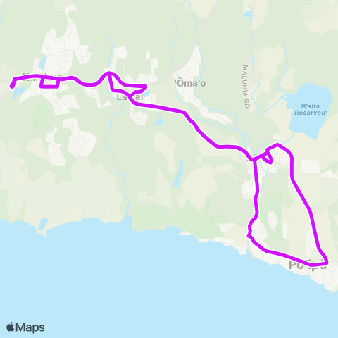 The Kauaʻi Bus Koloa Shuttle map