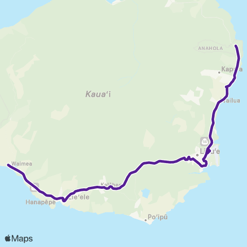 The Kauaʻi Bus Express map