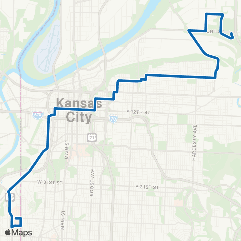 RideKC Northeast-Westside map