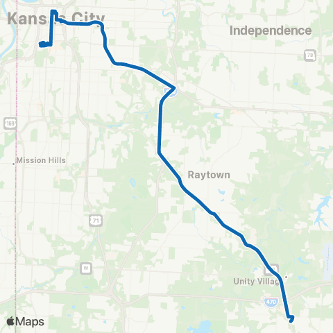 RideKC Lee's Summit Express map