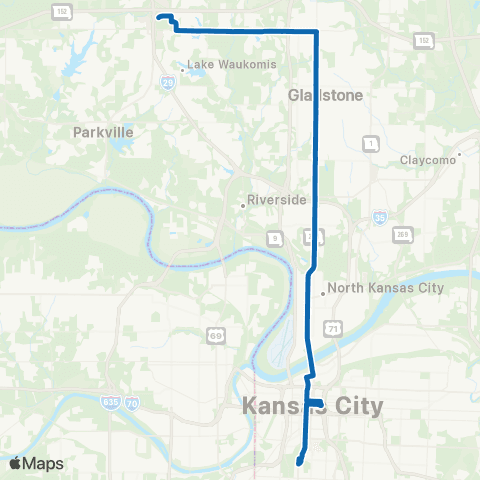RideKC North Oak map