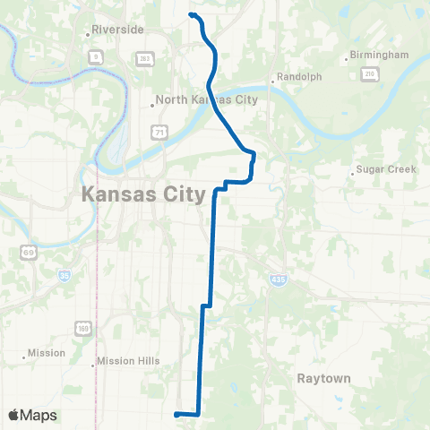 RideKC Clevland-Antioch map