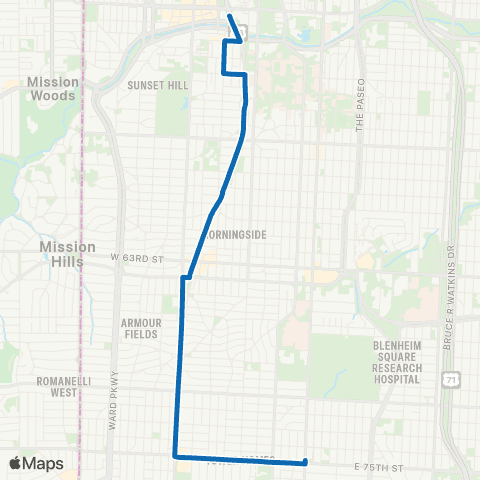 RideKC Brookside-Main map