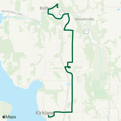 Metro Transit UW / Cascadia Coll - Totem Lk TC - Kirkland TC map