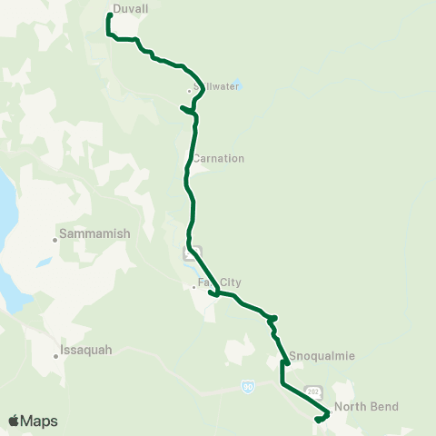Metro Transit No. Bend-Snoqualmie-Fall City-Carnation-Duvall map